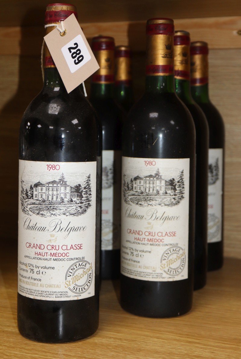 Seven bottles of Chateau Belgrave Haute Medoc 1980